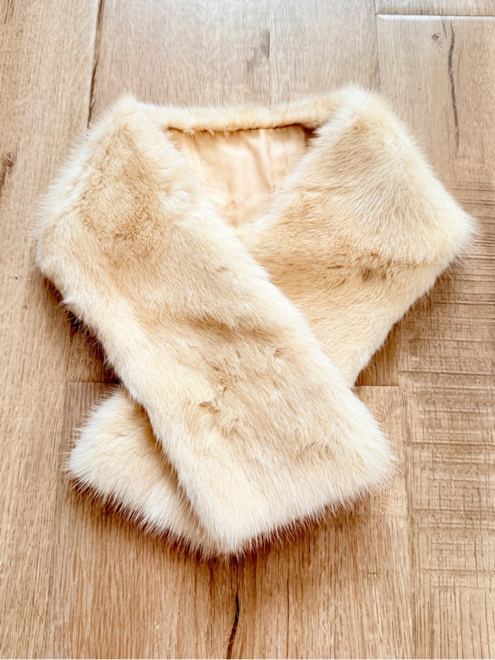 Genuine Silver Mink Fur Neck Wrap Scarf Collar Handmade Vintage Mint
